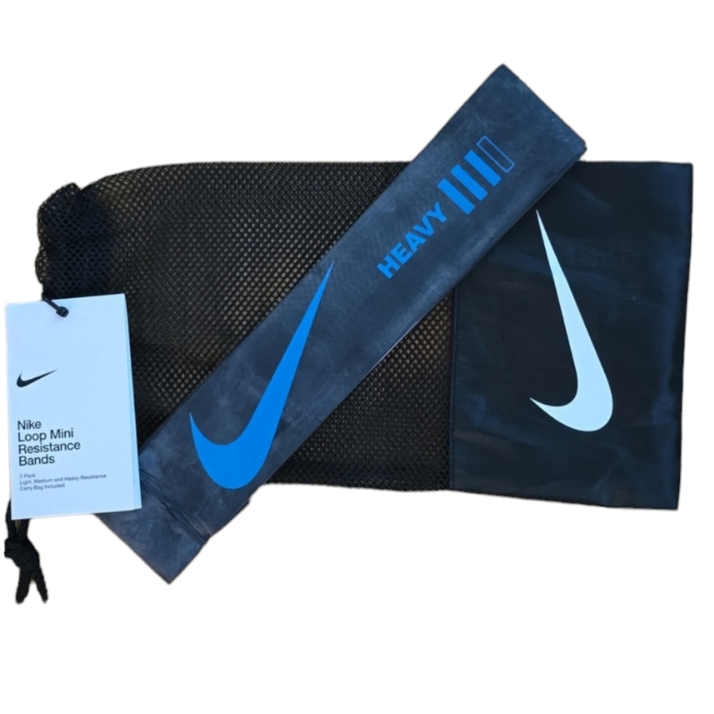 NIKE BRAND LOOP MINI RESISTANCE BANDS, LIGHT, MEDIUM, AND HEAVY
